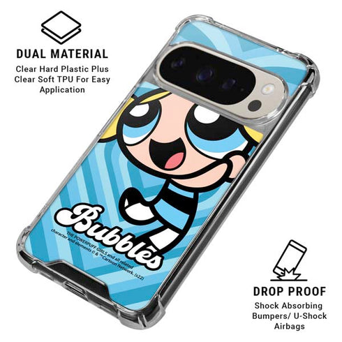 Cartoon Network Powerpuff Girls Bubbles Blue Hearts Pixel 9/9 Pro Clear Case